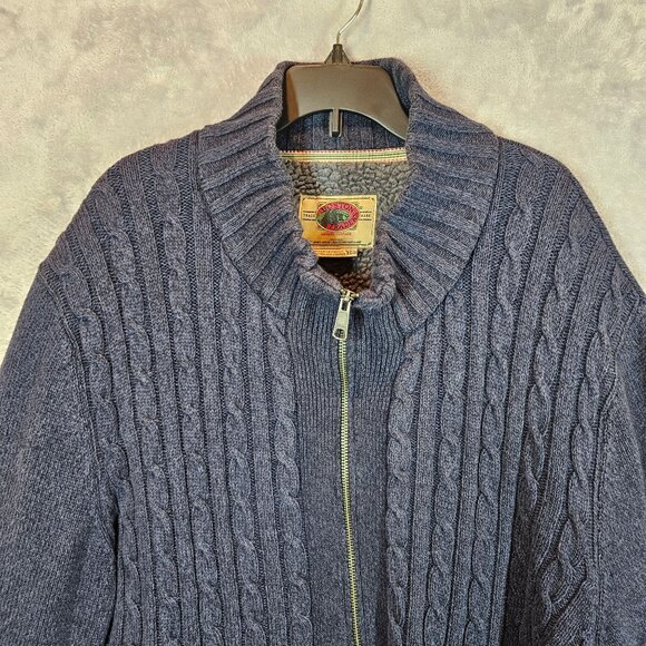 Boston Traders Mens XXL Cable Knit Full Zip Cardigan Faux Sherpa Lining gorpcore - Picture 5 of 12
